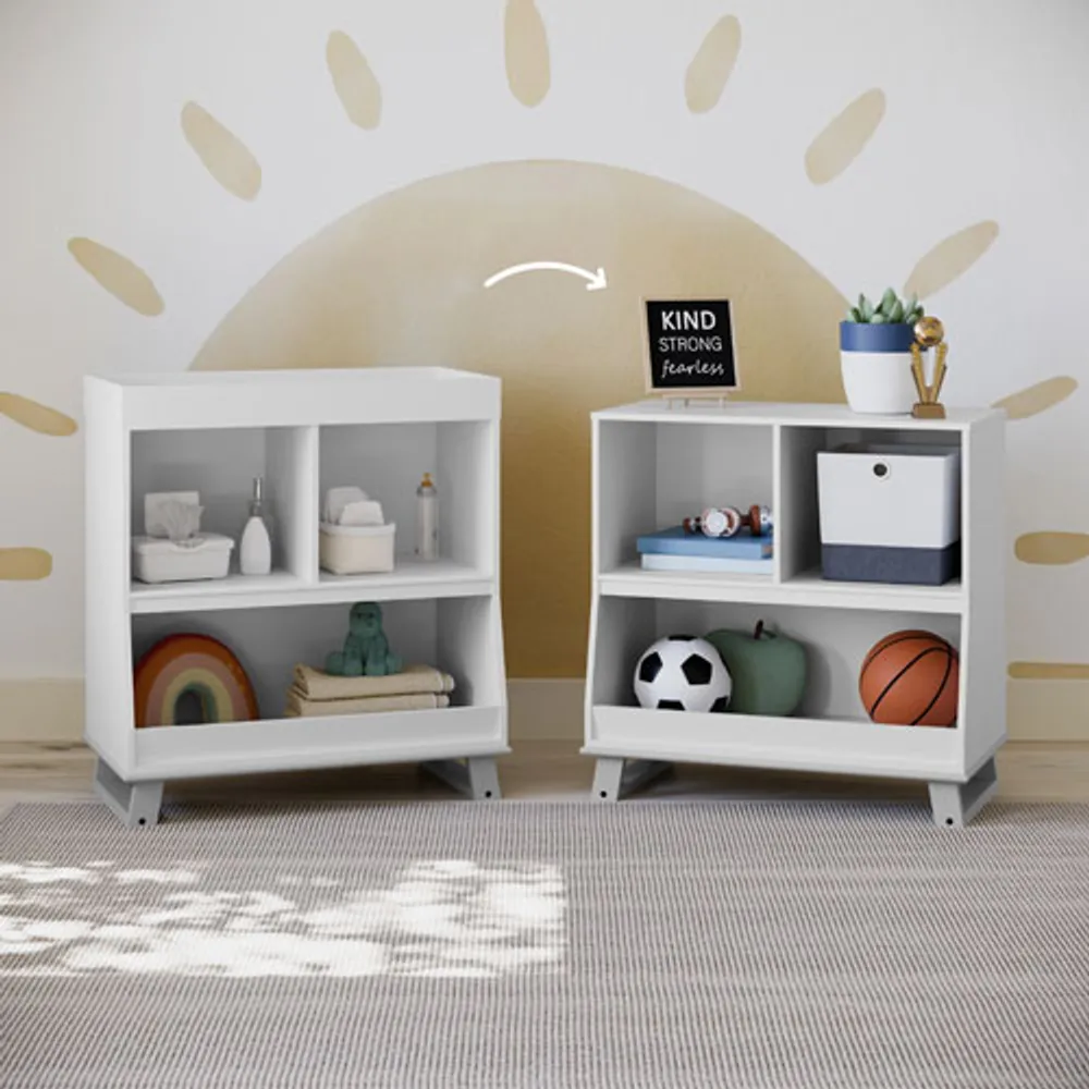 Storkcraft Modern Changing Table with Storage and Removable Topper - White/Pebble Grey