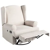 Storkcraft Serenity Wingback Upholstered Reclining Glider with USB Charging Port