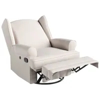 Storkcraft Serenity Wingback Upholstered Reclining Glider with USB Charging Port - Ivory