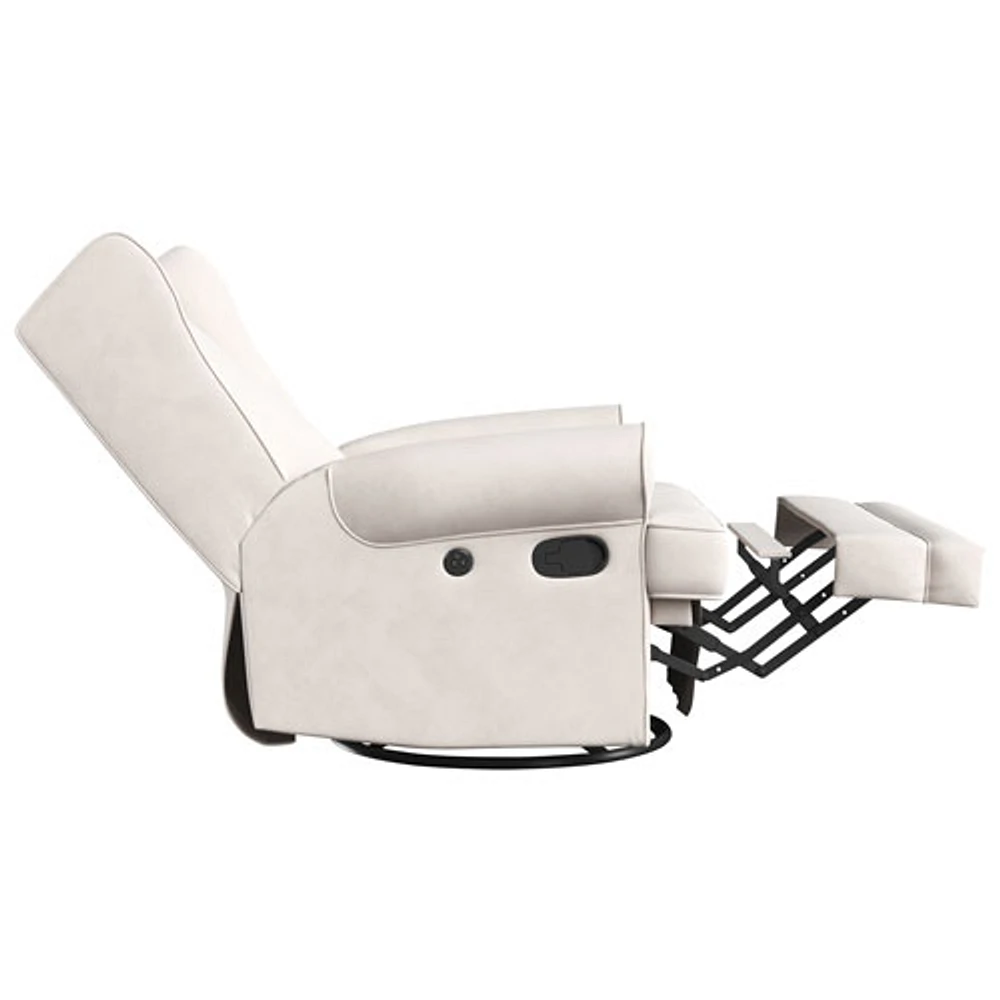 Storkcraft Serenity Wingback Upholstered Reclining Glider with USB Charging Port - Ivory