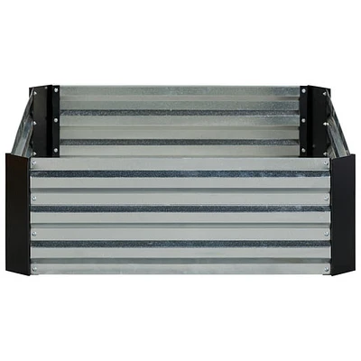 Grapevine Galvanized Steel Raised Garden Bed Box (PL10437 6A) - Silver