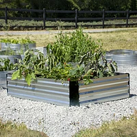 Grapevine Galvanized Steel Raised Garden Bed Box (PL10437 6A) - Silver