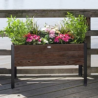 Grapevine Urban Garden Recycled Wood and Metal Raised Rectangular Planter Box - Cocao Brown
