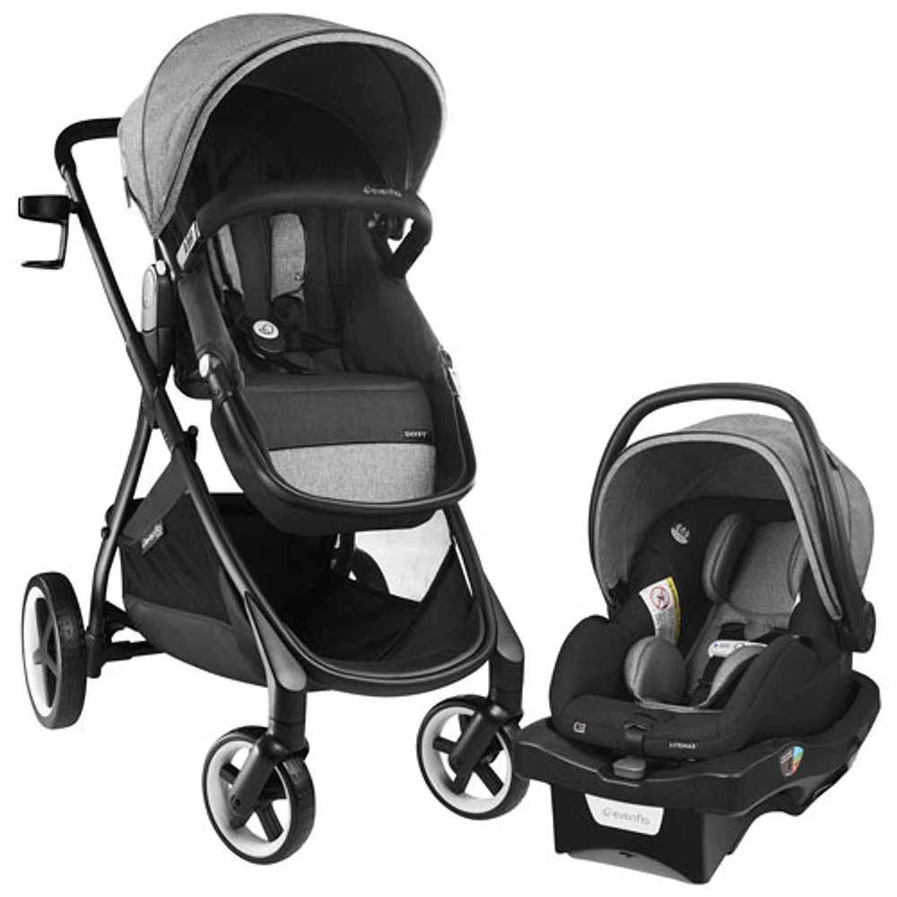 Système de transport modulaire intelligent Gold SensorSafe Shyft d'Evenflo avec siège d'auto pour bébé LiteMax - Gris lunaire