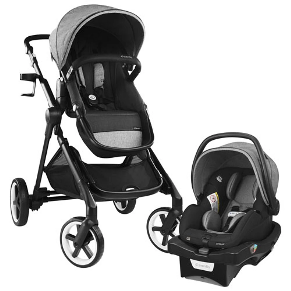 Système de transport modulaire intelligent Gold SensorSafe Pivot Xpan d'Evenflo avec siège d'auto pour bébé LiteMax - Gris lunaire