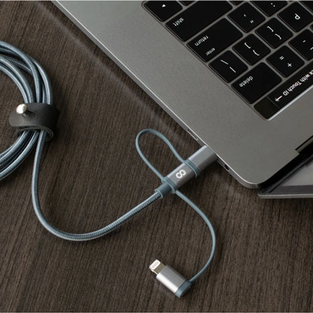 Câble tissé USB-A à USB-C/micro USB/Lightning de 1,5 m (4,92 pi) de LOGiiX (LGX-13335)