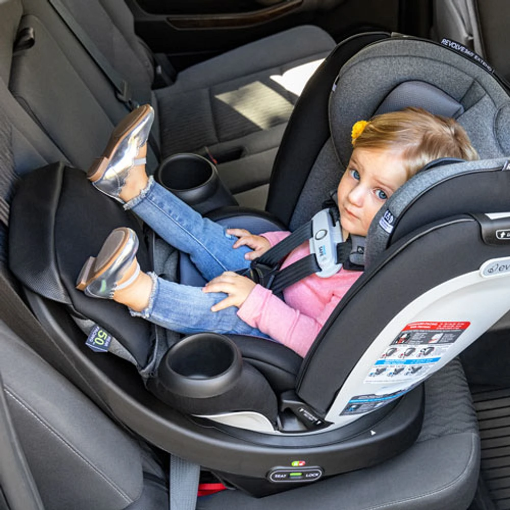Evenflo Gold Revolve360 Extend All-in-One Convertible High-back Booster Car Seat w/ Sensor Safe -Moonstone Grey