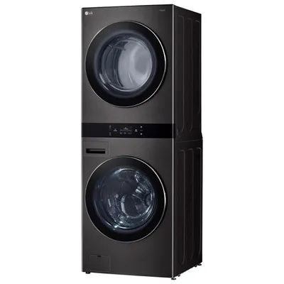 Open Box - LG WashTower 5.8 Cu. Ft. Electric Washer & Dryer Combo(WKEX300HBA)- Black Steel - Scratch & Dent