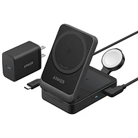 Station de chargement sans fil 3-en-1 de 15 W MagGo Qi2 d'Anker avec MagSafe - Noir