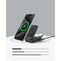 Anker Qi2 MagGo 3-in-1 15W Wireless Charging Station with MagSafe - Black