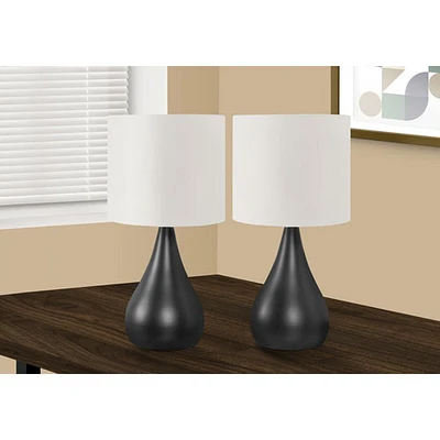 Monarch Contemporary 18" Table Lamp - Black/Cream - Set of 2