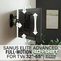 SANUS Elite 32"-65" Advanced Full-Motion 4D + Shift TV Wall Mount