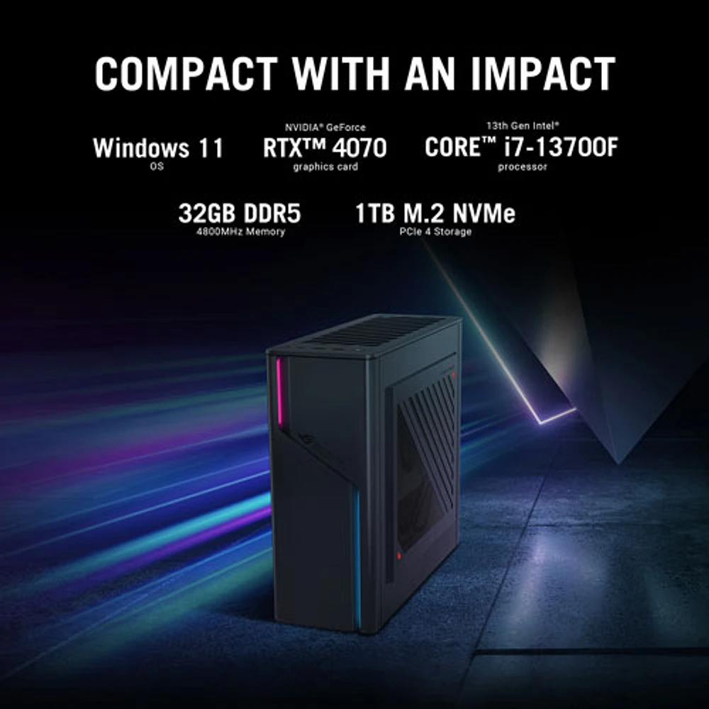 ASUS ROG G22CHR Gaming PC - Grey (Intel Core i7-14700F/2TB SSD/32GB RAM/RTX 4070/Win 11) - Only at Best Buy