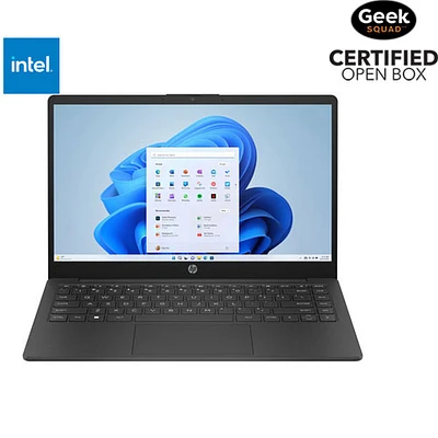 Boîte ouverte - Portable de 14 po de HP - Noir de jais (processeur N100 d'Intel/SSD 256 Go/RAM 8 Go/Windows 11 Home)