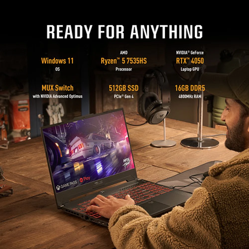 ASUS TUF Gaming A15 (2024) 15.6" 144Hz Gaming Laptop (AMD Ryzen 5 7535HS/512GB SSD/16GB RAM/RTX 4050)