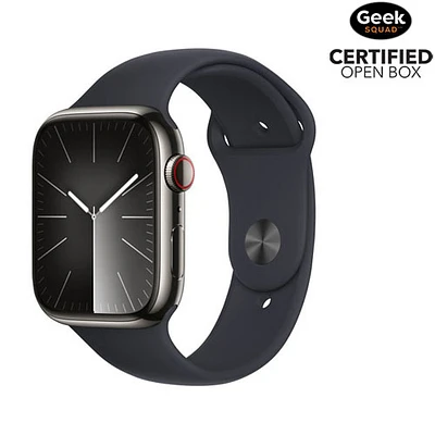 Open Box - Apple Watch Series 9 (GPS + Cellular) 45mm Graphite SS Case with Midnight Sport Band - S/M