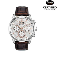 Boîte ouverte - Montre à quartz de 44 mm pour hommes Sutton de Bulova - Boîtier argenté - Cadran blanc