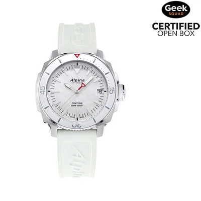 Boîte ouverte - Montre sport de 34 mm pour femmes Seastrong Diver Comtesse d'Alpina - Blanc/Argenté