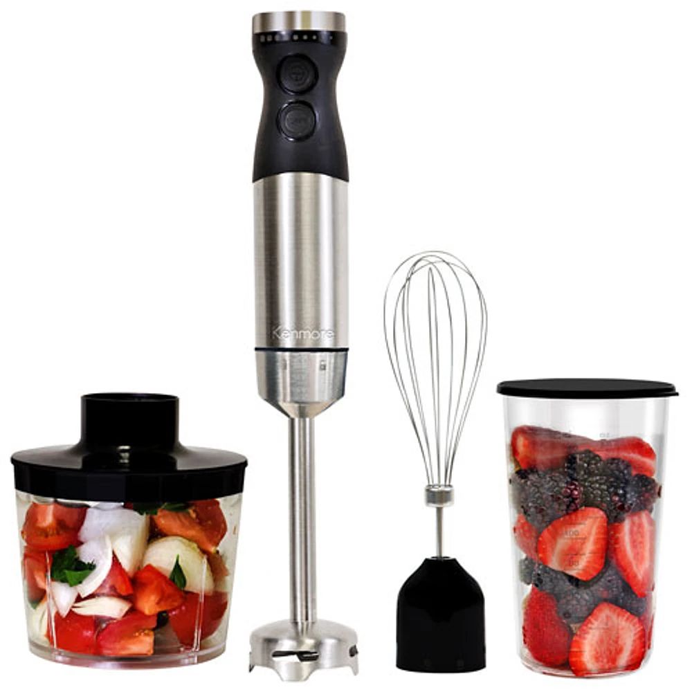 Kenmore 400-Watt Variable Speed Immersion Blender with Food Chopper and Whisk - Silver/Black