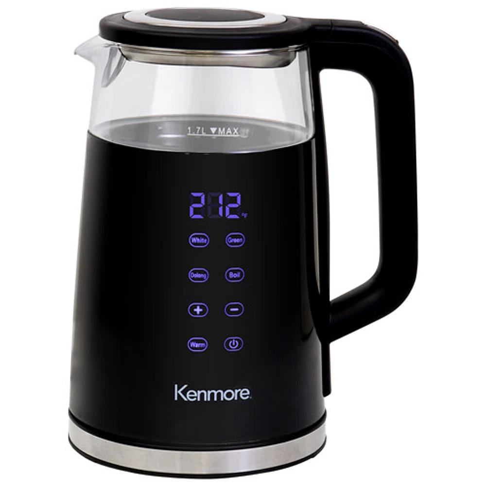 Bouilloire électrique en verre de Kenmore avec commande de température numérique - 1,8 pte/1,7 l - Verre