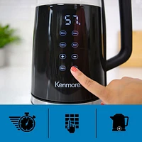 Bouilloire électrique en verre de Kenmore avec commande de température numérique - 1,8 pte/1,7 l - Verre