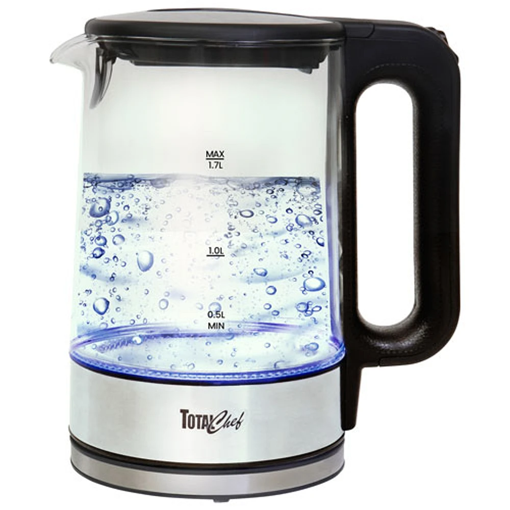 Total Chef Electric Glass Tea Kettle with LED Light & Cordless Pouring - 1.8QT/1.7L - Glass