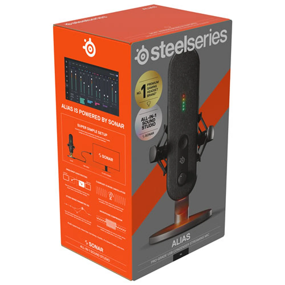 SteelSeries Alias Condenser Gaming USB Microphone - Black