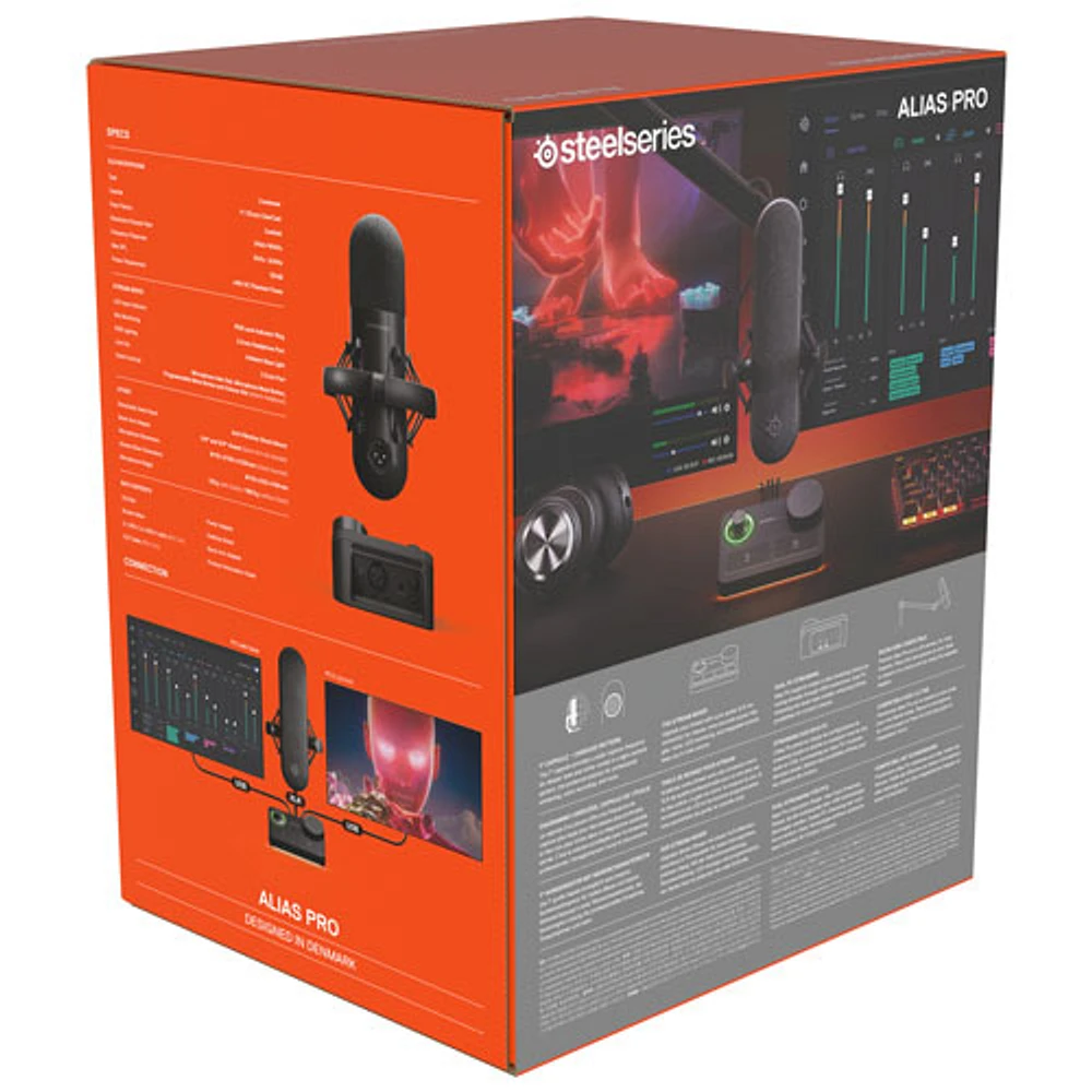 Microphone de jeu USB à condensateur Alias Pro de SteelSeries avec contrôleur Stream Mixer XLR - Noir