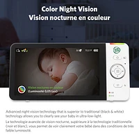 Interphone de surveillance vidéo Wi-Fi 5,5 po avec vision nocturne couleur, zoom/panorama/inclinaison et audio bidirectionnel de LeapFrog (LF2936FHD)