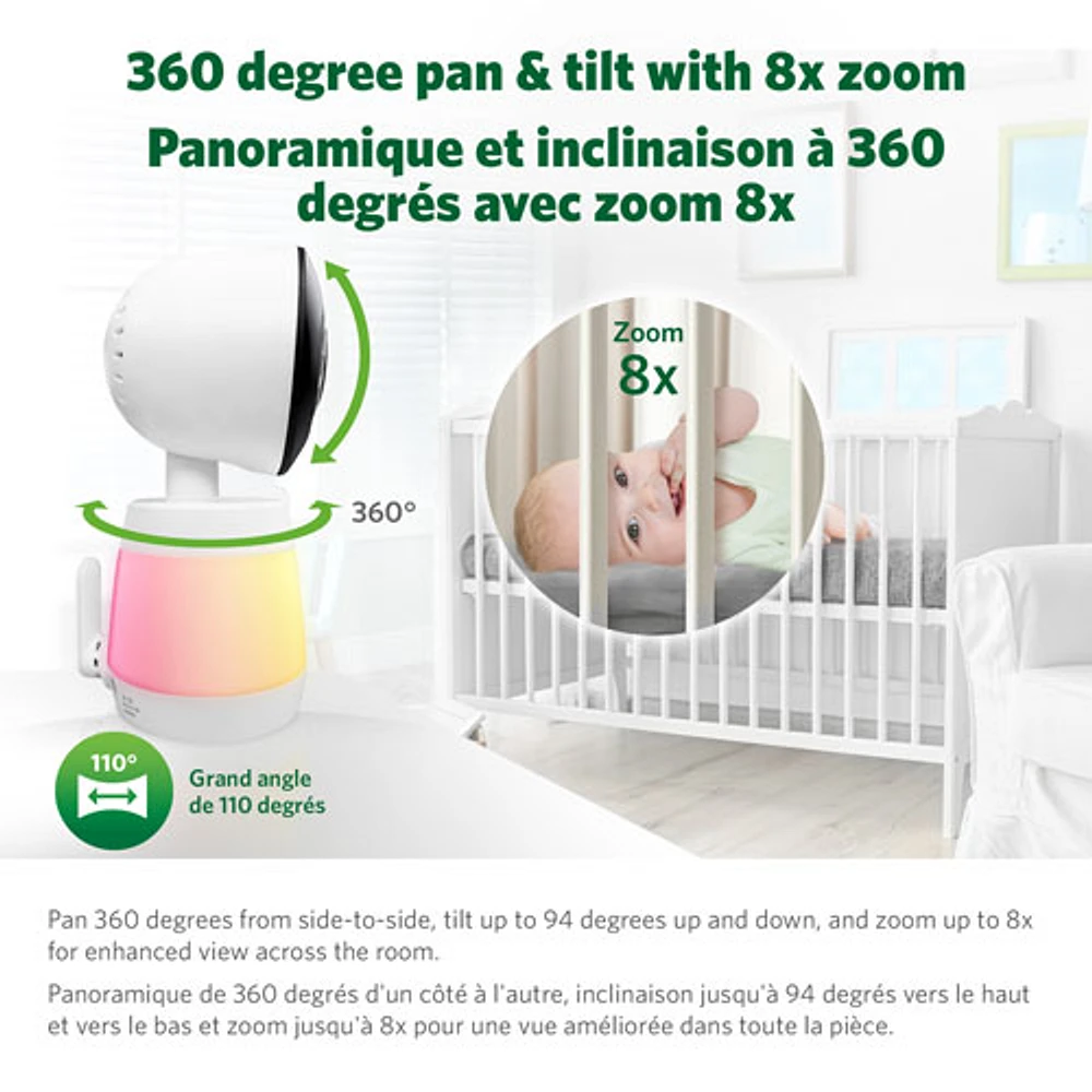 LeapFrog 5.5" Video Wi-Fi Baby Monitor w/ Colour Night Vision, Zoom/Pan/Tilt & 2-Way Audio (LF2936FHD)