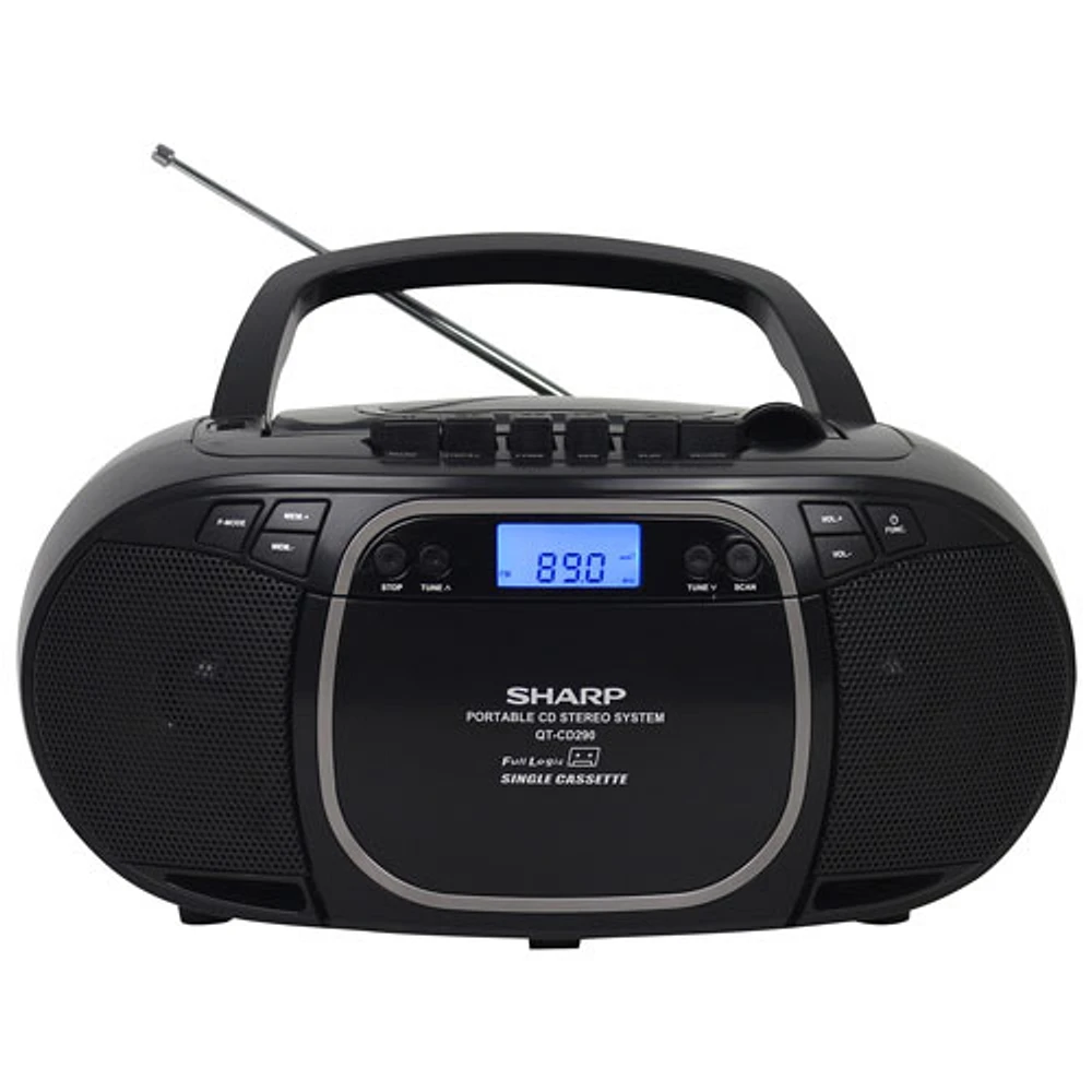 Sharp QT-CD290 CD/Cassette Boombox - Black