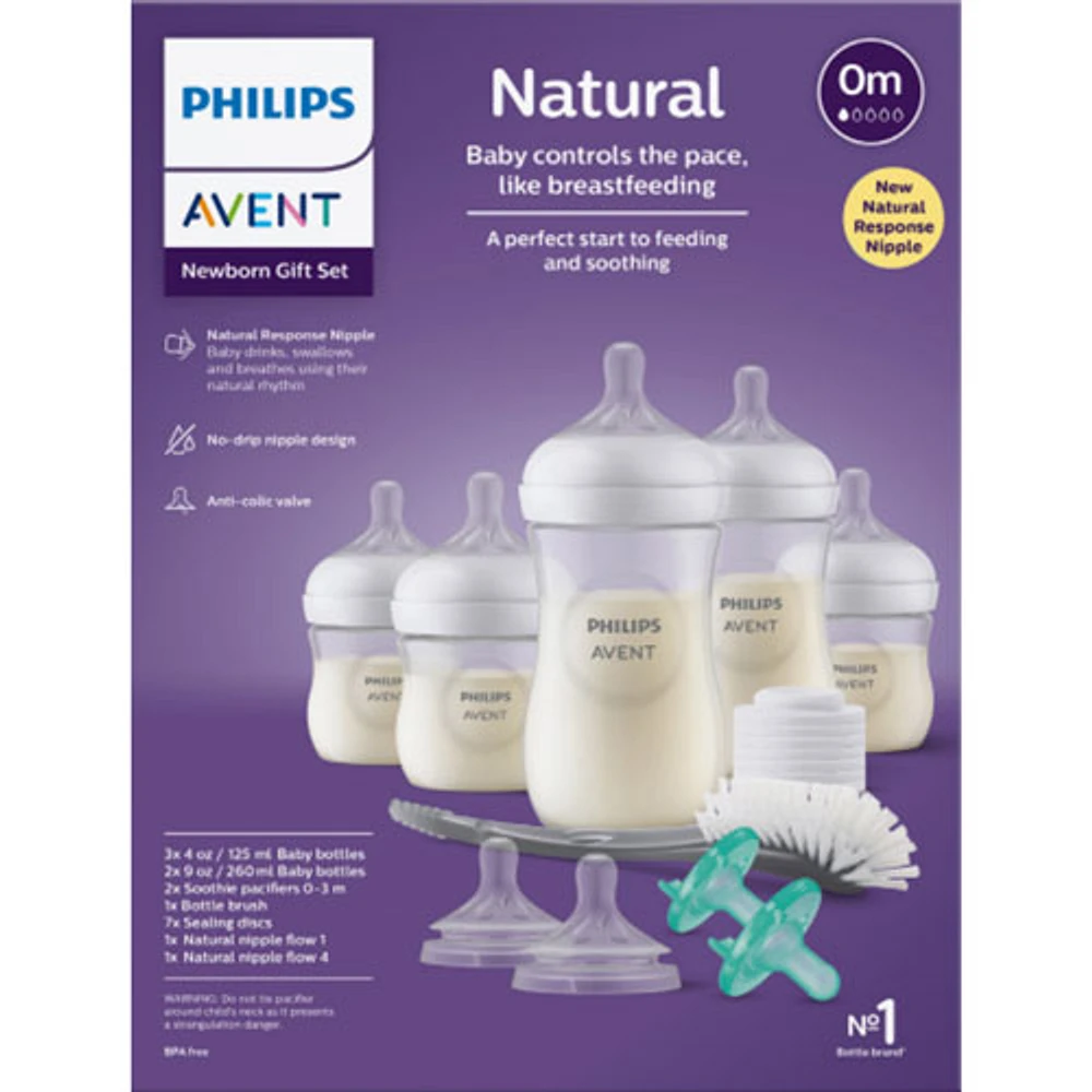 Ensemble de biberons de 9 oz et 4 oz Natural Response Avent de Philips - Paquet de 5