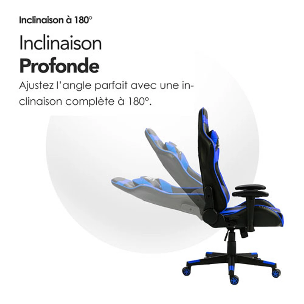 Fauteuil de jeu ergonomique à dossier haut en similicuir Gladius de Naz - Bleu