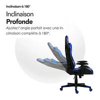 Fauteuil de jeu ergonomique à dossier haut en similicuir Gladius de Naz - Bleu