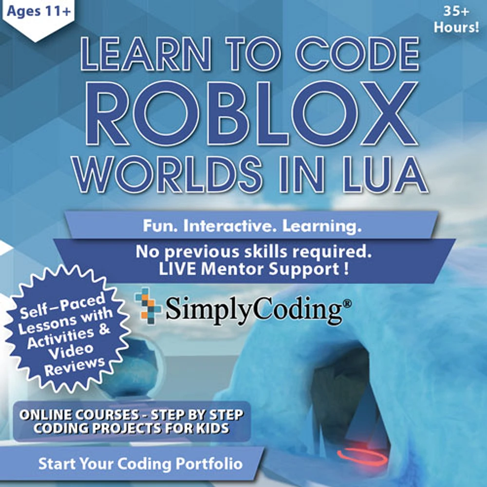 SimplyCoding Learn to Code Roblox Worlds in LUA - Ages 11+ - Digital Download