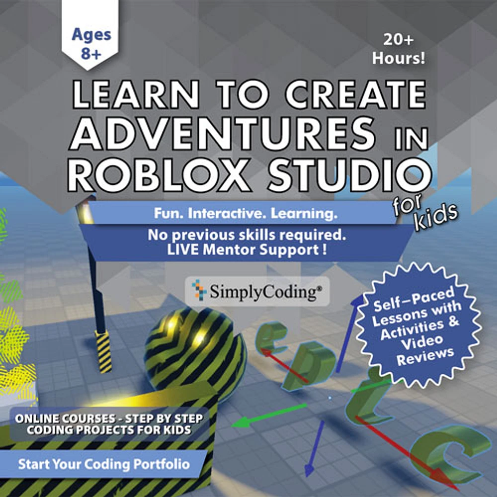 SimplyCoding Learn to Create Adventures in Roblox Studio - Ages 8+ - Digital Download