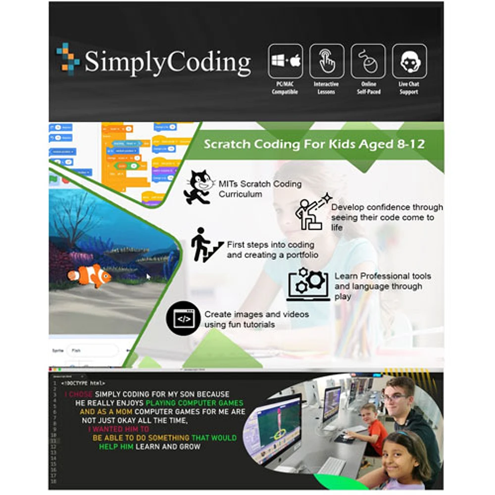 SimplyCoding Learn Block Coding with Scratch - Ages 8+ - Digital Download