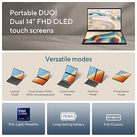 ASUS Zenbook DUO 14" OLED Touchscreen Laptop - Grey (Intel Core Ultra 7 EVO/1TB SSD/16GB RAM) - En