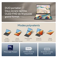 ASUS Zenbook DUO 14" OLED Touchscreen Laptop - Grey (Intel Core Ultra 7 EVO/1TB SSD/16GB RAM) - En