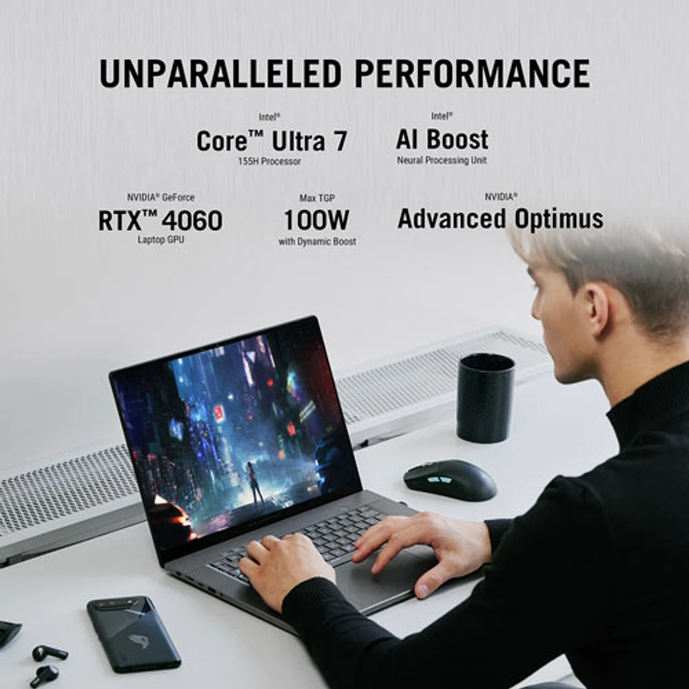 ASUS ROG Zephyrus G16 OLED Nebula16" Gaming Laptop -Eclipse Grey (Intel Core Ultra 7 155H/512GB SSD/16GB RAM/GeForce RTX 4060)