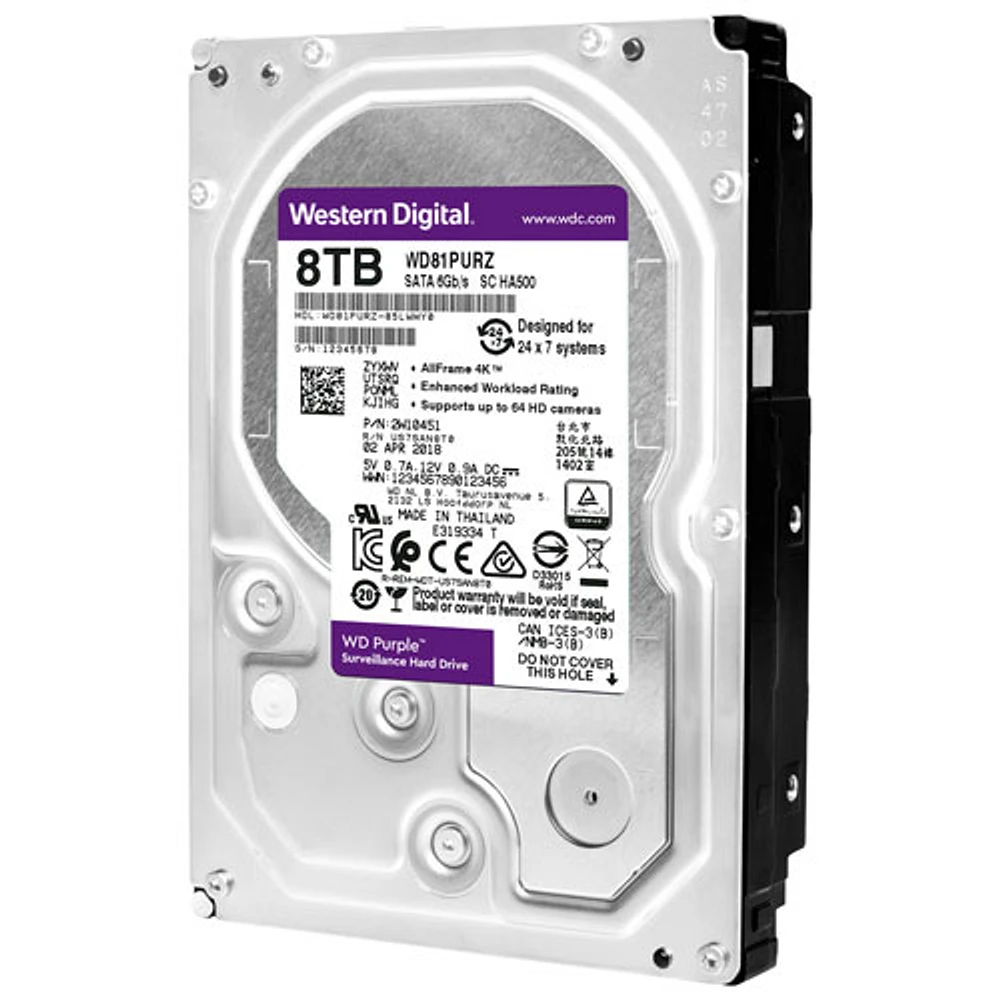 Disque dur interne de bureau SATA 3,5 po 8 To 5040 tr/min de WD (WD85PURZ) - Violet