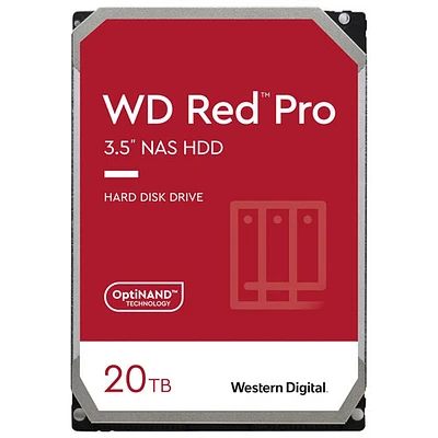 WD Red Pro 20TB 3.5" 7200RPM SATA Internal NAS Hard Drive (WD201KFGX) - Red