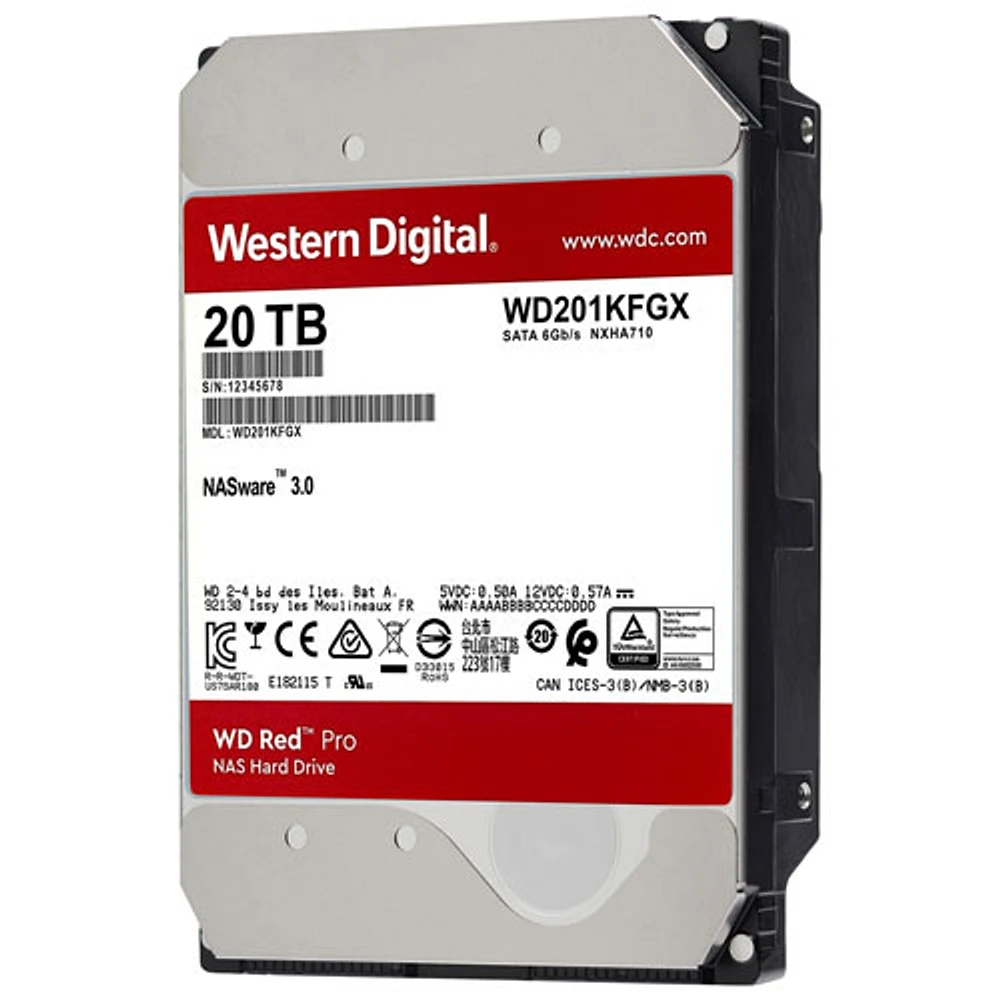 WD Red Pro 20TB 3.5" 7200RPM SATA Internal NAS Hard Drive (WD201KFGX) - Red