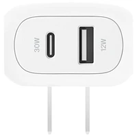 Chargeur mural à deux ports USB-A/USB-C de 42 W de Belkin - Blanc