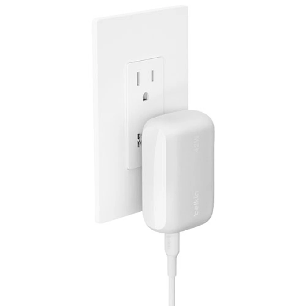 Chargeur mural à deux ports USB-A/USB-C de 42 W de Belkin - Blanc