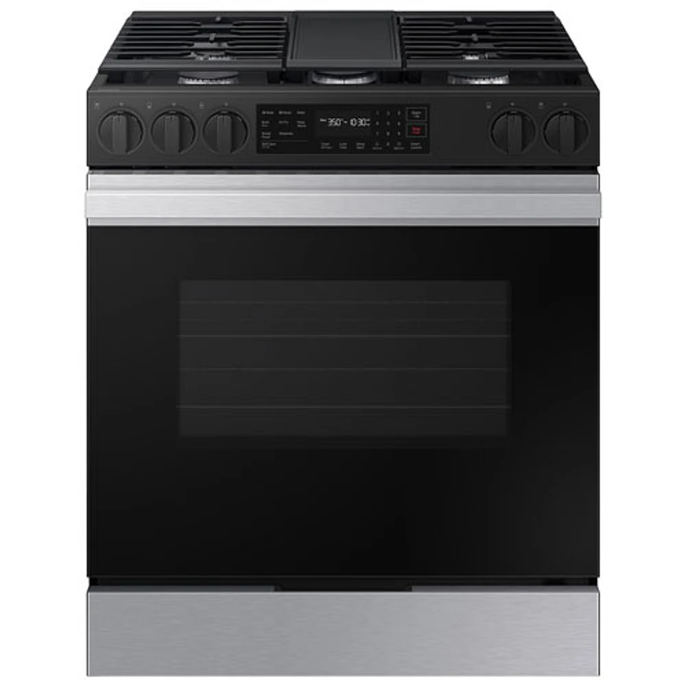 Samsung BESPOKE 30" 6 Cu. Ft. Fan Convection 5-Burner Slide-In Gas Range (NSG6DG8300SRAA) - Matte Black Stainless Steel