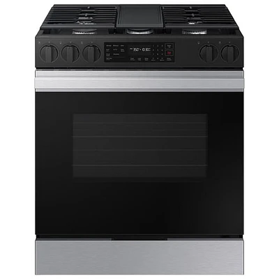 Cuisinière à gaz encastrable à 5 brûleurs et ventilateur à convection 30 po 6 pi³ BESPOKE de Samsung (NSG6DG8300SRAA) - Acier inoxydable noir mat