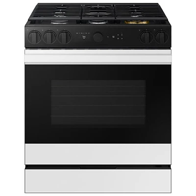 Samsung BESPOKE 30" 6.0 Cu. Ft. True Convection 5-Burner Slide-In Gas Range (NSG6DB870012AA) - White Glass