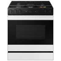 Samsung BESPOKE 30" 6.0 Cu. Ft. True Convection 5-Burner Slide-In Gas Range (NSG6DB870012AA) - White Glass