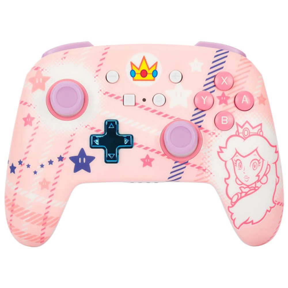 Manette de jeu sans fil optimisée de PowerA pour Switch - Motif écossais Princesse Peach